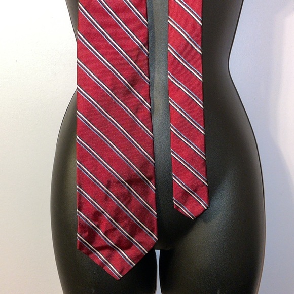 Christian Dior Cravates Maroon Striped Silk Vintage Necktie Tie - Picture 1 of 13